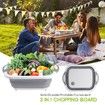 Collapsible Cutting Board Chopping Basin Kitchen Foldable Camping Dishes Sink Space Saving Storage Basket for BBQ Picnic Camping Outdoor