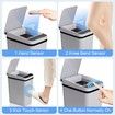 Bathroom Touchless Trash Can 2.2 Gallon Smart Automatic Motion Sensor Rubbish Can with Lid Electric Waterproof Narrow Small Garbage Bin (Grey)