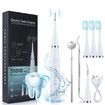 Electric Tooth Cleaner, Dental Calculus Remover,Tooth Scraper Teeth Cleaning Kit with 3 Cleaning Heads, 5 Modes, Oral Mirror, White