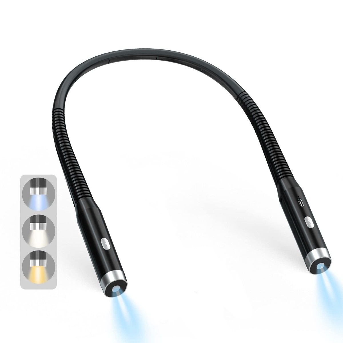 Rechargeable Neck Light LED Reading Book Bed Adjustable Brightness Flexible Silicone Comfortable Knitting Camping 3 Levels