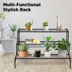 Plant Stand Black 3 Tiers Metal Flower Shelf Pot Holder Corner Planter Garden Storage Rack Outdoor Indoor Large