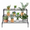Plant Stand Black 3 Tiers Metal Flower Shelf Pot Holder Corner Planter Garden Storage Rack Outdoor Indoor Large