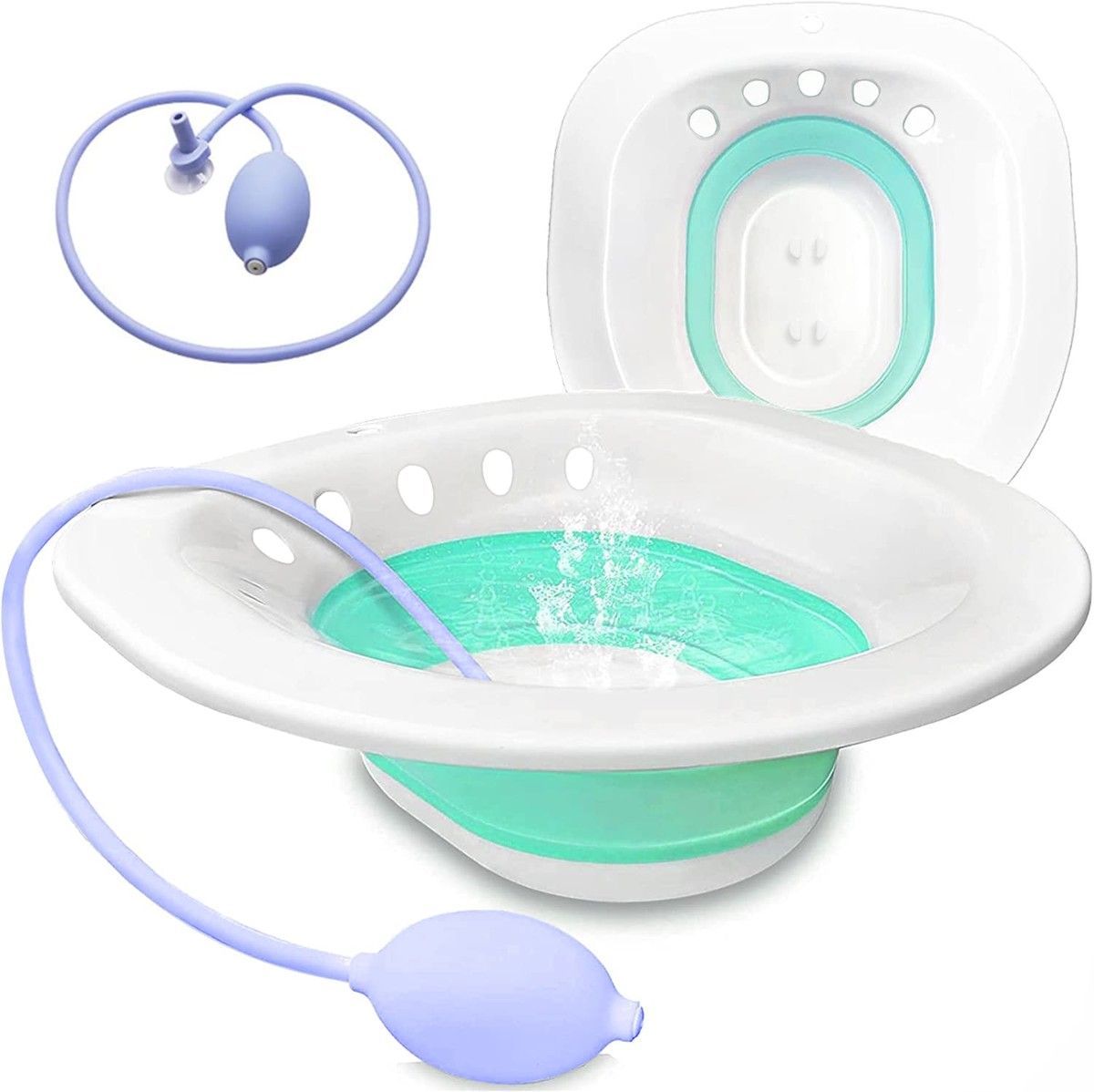Sitz Bath for Hemorrhoids,Sitz Bath for Toilet Seat,Yoni Steam Seat,Foldable Sitz Bath for Postpartum Care,for Soothes Hemorrhoids & Perineum,Cleanse Vagina & Anal (Blue)