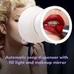 Automatic Soap Dispenser Wall Mount Foaming Touchless USB Rechargeable with Mirror LED Light for Bathroom-White