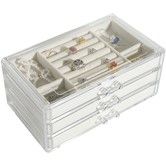 Jewelry Boxes For Women With 3 Drawers Stackable Velvet Jewelry Organizer Holder for Earring Bangle Bracelet Necklace Ring Display Case Gift for Girls Beige