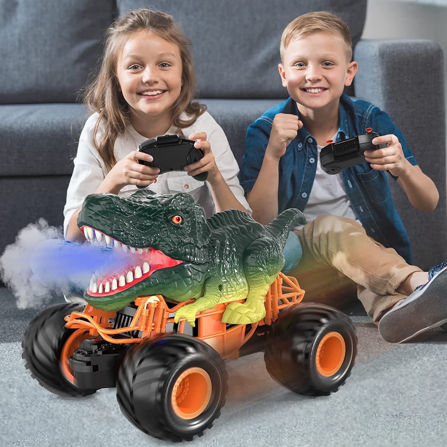 Remote Control Dinosaur Car Toys for Kids Boys, 2.4GHz RC Dinosaur Car ...