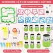 32 PCS Sandwich Bread Cutters Set for Kids,Metal Cookie Cutter Set, Food Grade Pick Forks,Christmas Star Vegetable Fruit Molds for Kids Box Lunch