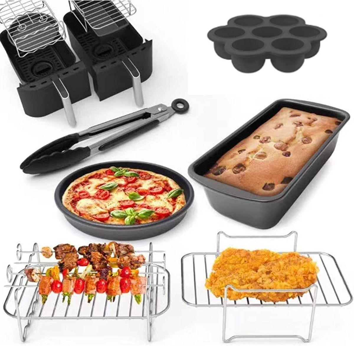 Air Fryer Rack for Double Basket Air Fryers, 304 Stainless Steel Multi-Layer Rack,Compatible with Ninja Foodi DZ201/401