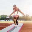 Air Track Exercise Mat Gymnastics Equipment Home Gym Floor Tumbling Inflatable Practice Training Pad with Electric Air Pump Pink