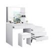 Dressing Table Set Makeup Vanity Mirrored Drawers Storage White Dresser Stool Modern Wooden Furniture Adjustable