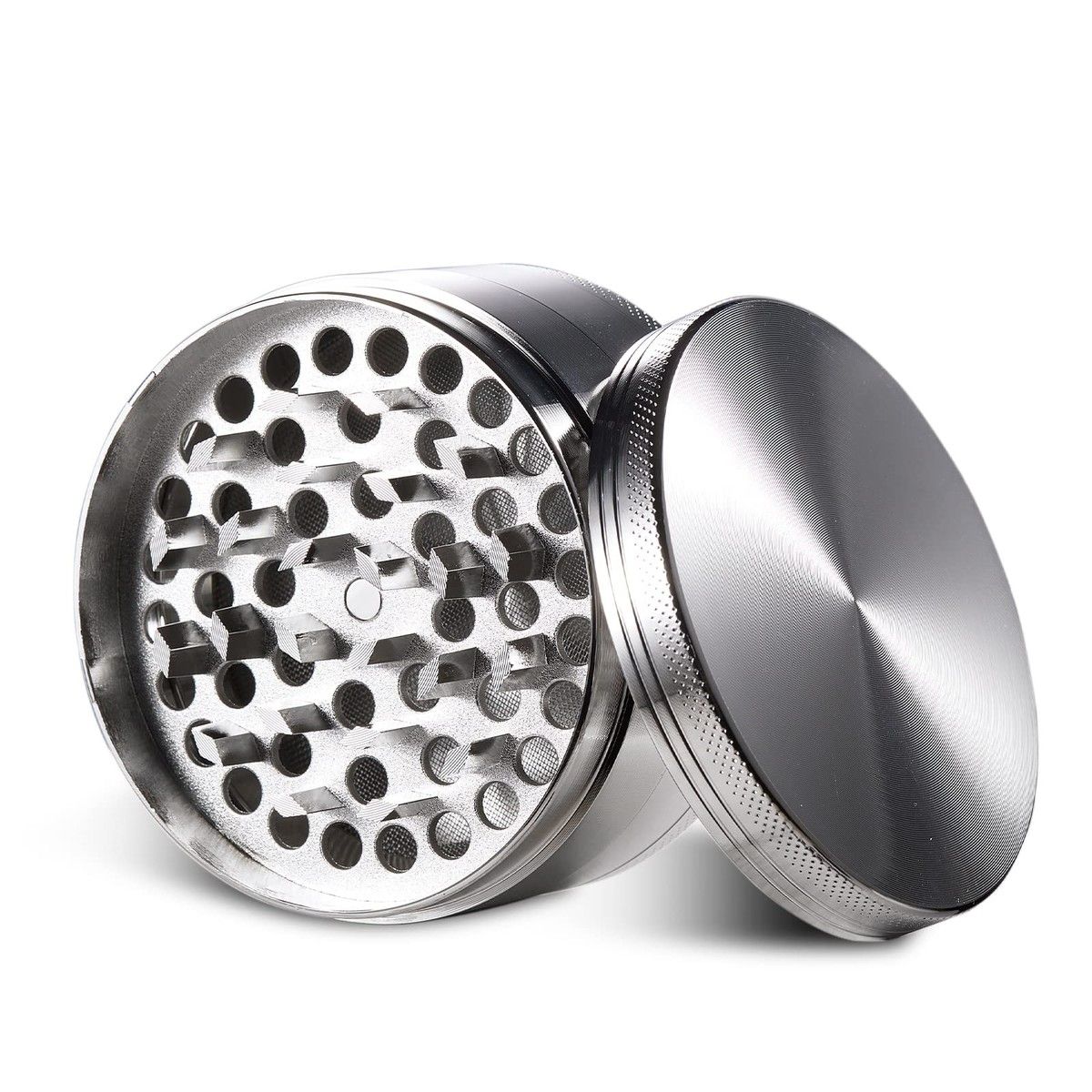 Spice Grinder 2.5 Inch Magnetic Cover Herb Silver Kitchen Pollen Crusher Portable Gadgets Cooking Dinner