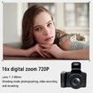 Digital Camera Photography 2.4 Inch LCD 16X 720P Zoom Mini Vlog 9.5mm Wide Angle Lens Travel Women Gifts Cool Gadget