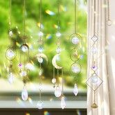 6PCS Crystals Suncatcher, Hanging with Chain Pendant Ornament, Colorful Crystals Suncatchers Prisms for Home Office Wedding Party Garden Decoration