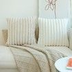 Faux Fur Plush Decorative Throw Pillow Covers Couch Cushion Case Soft Fluffy Pillowcases (Beige,2 Pack,18x18 Inch)
