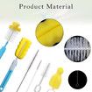 6 PCS Baby Bottle Nipple Brush Suit Set Flexible Rotating Sponge Head Cleaning Kit