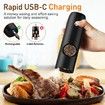 Electric Salt and Pepper Grinder Set,Rechargeable No Battery Needed Automatic Salt Pepper Mill Grinder,Adjustable Coarseness,LED Light,One-Hand Operation for Kitchen BBQ (2 Pack)