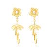 Bohemian-style Long Metal Flower Tassel Earrings Gold-colored Floral Pierce Stud