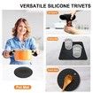 Silicone Trivet Mats - 4 Heat Resistant Pot Holders,Multipurpose Non-Slip Hot Pads (Black)