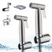 Handheld Bidet Sprayer Adjustable Water Pressure Control with Bidet Hose,Stainless Steel Brushed Nickel Cloth Diaper Bidet Toilet Sprayer (2 Pack)