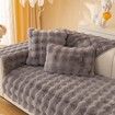 Thick Rabbit Plush Sofa Cushion, Fluffy Couch Cushion Covers Furniture Protector (Grey, Sofa Cushion 70*150 cm)
