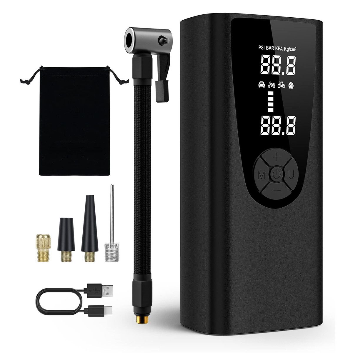 Tire Inflator Portable Air Compressor 6000 mAh Electric Air Pump for Car Tires-150 PSI Tire Pump Cordless Tire Inflation with Pressure Gauge Emergency Light (Black)