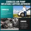 Tire Inflator Portable Air Compressor 6000 mAh Electric Air Pump for Car Tires-150 PSI Tire Pump Cordless Tire Inflation with Pressure Gauge Emergency Light (Black)