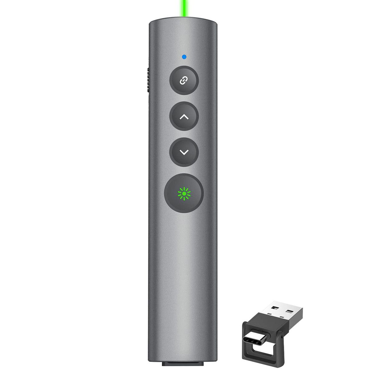 Rechargeable Green Laser Pointer,Clicker for PowerPoint Presentations,USB-C/A Power Point Clicker,Wireless Presenter Remote