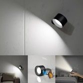 LED Wall Mounted Reading Lights,Wall Sconces with 3 Color Temperatures & 3 Brightness Levels Rechargeable Battery Magnetic Ball 360° Rotation Touch Control,Lamps for Kids Study Bedside Closet (Black)