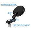 Universal Motorcycle Mirrors - 3 Inch Round Folding Bar End Side Mirror Compatible with Honda, Scooter, Suzuki, Yamaha, Kawasaki, Victory and More