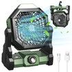 Camping Fan Rechargeable,Battery Powered Fan with LED Lantern,270°Rotation,USB Battery Operated Tent Fan for Camping with Hook,Portable Personal Fan for Travel Picnic Fishing (Green)