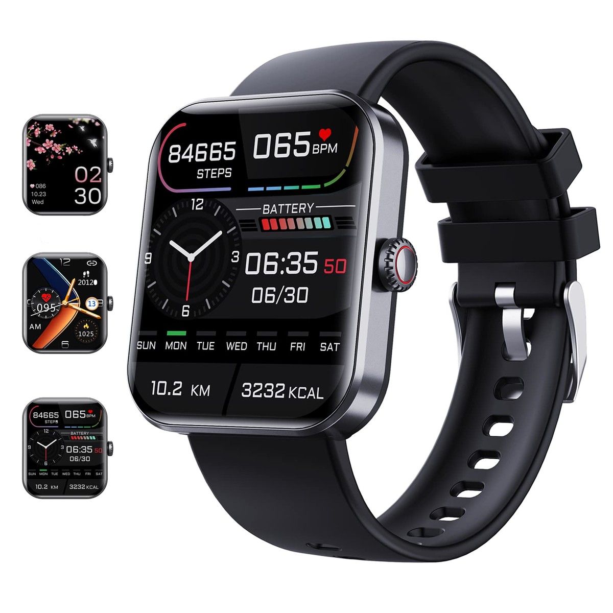 Bluetooth Fashion Smartwatch,Blood Glucose Monitoring Smartwatch Non-invasive Blood Sugar Test Smart Watch,Painless Blood Glucose Testing Fashionable Sports Watch (Matte Black)