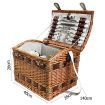 Alfresco 4 Person Picnic Basket Baskets Wicker Deluxe Outdoor Insulated Blanket