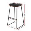 Artiss Set of 2 Backless PU Leather Bar Stools - Black and Wood