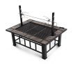 3-in-1 Extra Long Multi-Function BBQ Pit Table with Removable Chicken Roaster