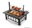 3-in-1 Extra Long Multi-Function BBQ Pit Table with Removable Chicken Roaster