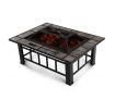3-in-1 Extra Long Multi-Function BBQ Pit Table with Removable Chicken Roaster