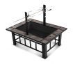 3-in-1 Extra Long Multi-Function BBQ Pit Table with Removable Chicken Roaster