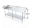 Kitchen Prep Table Cater Work Bench Table Stainless Steel W/Adjustable Feet 2134mmx762mm
