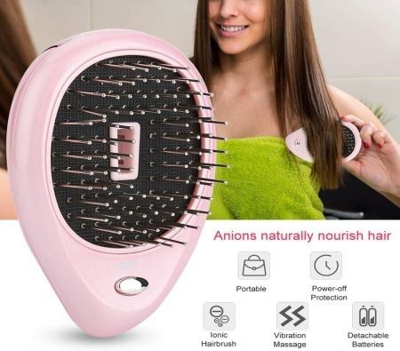 Electric Ionic Massage Hair Brushes, Negative Ion Hair Brush Massage Comb,  Portable Ion Hair Massage Comb Electric Vibration Magnetic Massager Comb  (Pink)