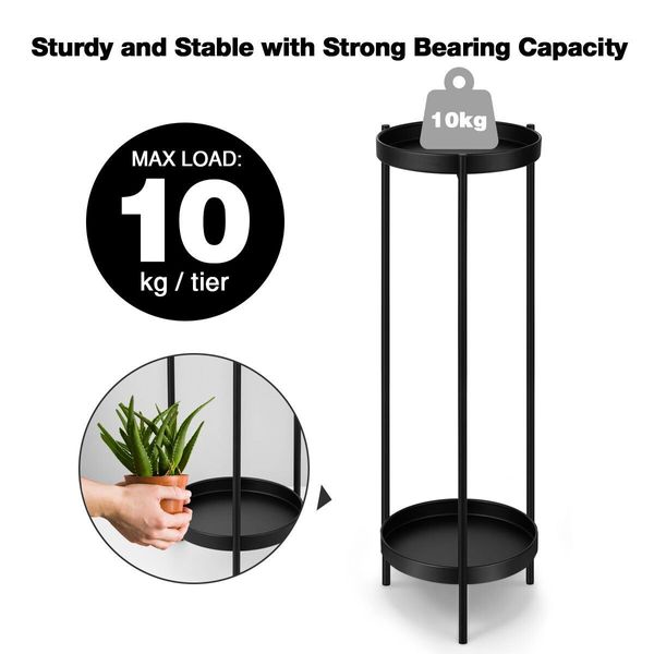 80CM High Plant Stand Metal Flower Pots Shelf Indoor Outdoor