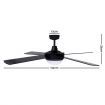 Devanti 52 inch Ceiling Fan w/Light w/Remote Timer - Black