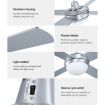 Devanti 52 inch Ceiling Fan w/Light w/Remote Timer - Silver