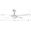 Devanti 52 inch Ceiling Fan w/Light w/Remote Timer - White