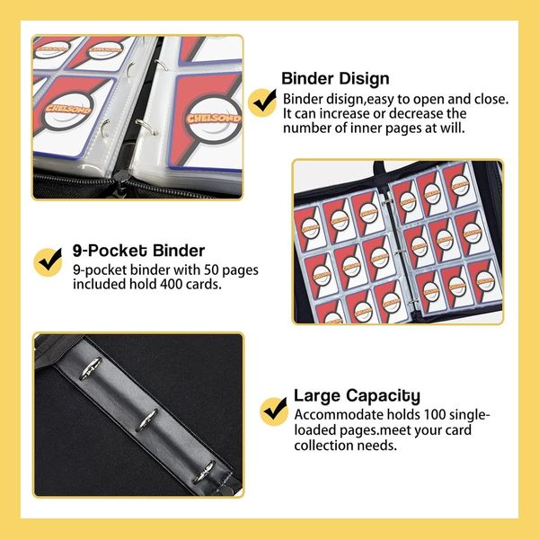 900 Card Binder for Pokemon Cards Holder 9 Pocket, Trading Binders for Card Games Collection Case 900 Card Binder for Pokemon Cards Holder 9 Pocket, Trading Binders for Card Games Collection Case