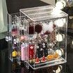 Acrylic Jewelry Storage Box Earring Display Stand Organizer Holder with 3 Vertical Drawer (Transparent)