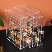 Acrylic Jewelry Storage Box Earring Display Stand Organizer Holder with 3 Vertical Drawer (Transparent)