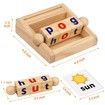 Montessori Wooden Reading Blocks Flash Cards Short Vowel Letters Educational Alphabet Learning Toys for Preschool Boys Girls Toys