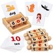 Montessori Wooden Reading Blocks Flash Cards Short Vowel Letters Educational Alphabet Learning Toys for Preschool Boys Girls Toys