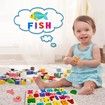 Alphabet Puzzle Wooden Puzzles for Toddlers 1-5 Year Old, Toys with Puzzle Board & Letter Blocks Preschool Educational for Girls Boys Gift