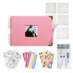 80 Pages Scrapbook Photo Album, DIY Craft Paper Photo Book , DIY Handmade Album Scrapbook Set, Records Anniversary, Graduation, Travelling,Color Pink